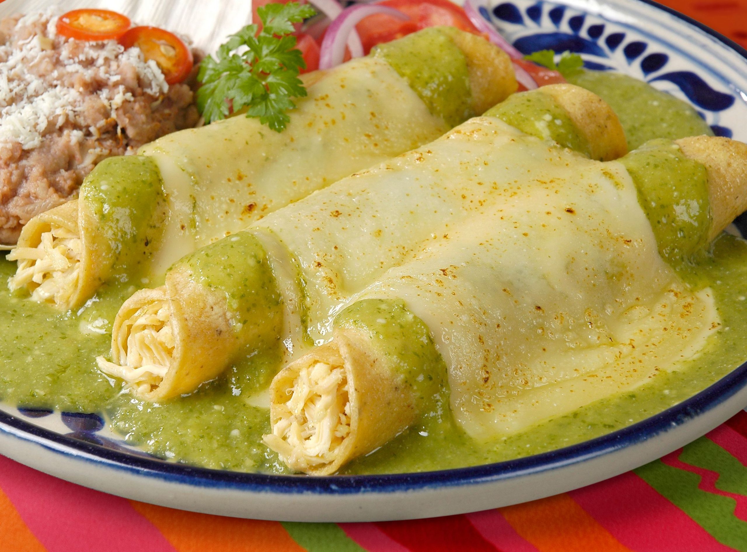 Chicken Enchiladas with Green Chile Sauce